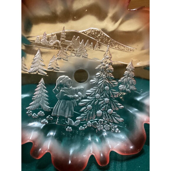 Mikasa “Christmas Story” Crystal Compote Candy/Fruit Dish Frosted With Red Trim - Picture 13 of 13